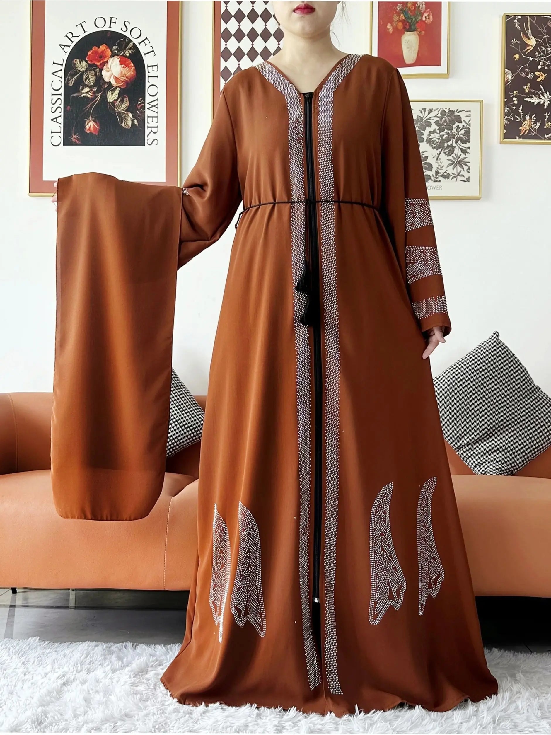 Elegant Chiffon Open Abaya