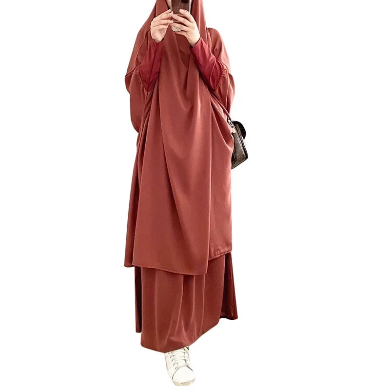 2-Piece Long Khimar Prayer Set