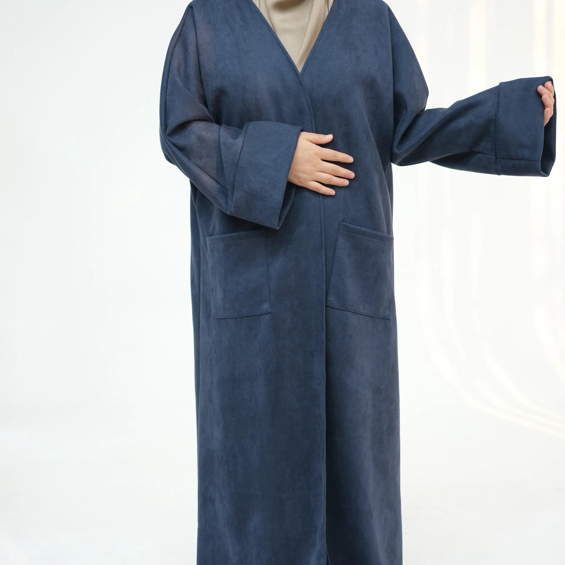 Winter Suede Open Abaya Cardigan