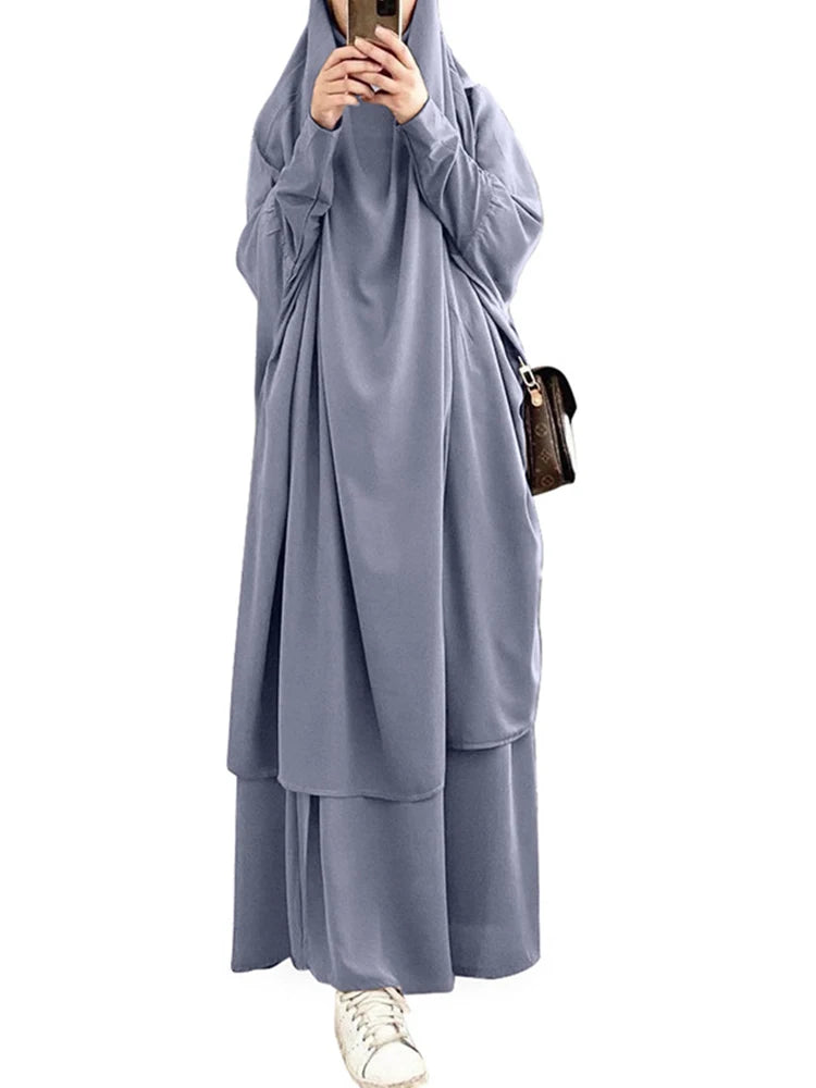 2-Piece Long Khimar Prayer Set
