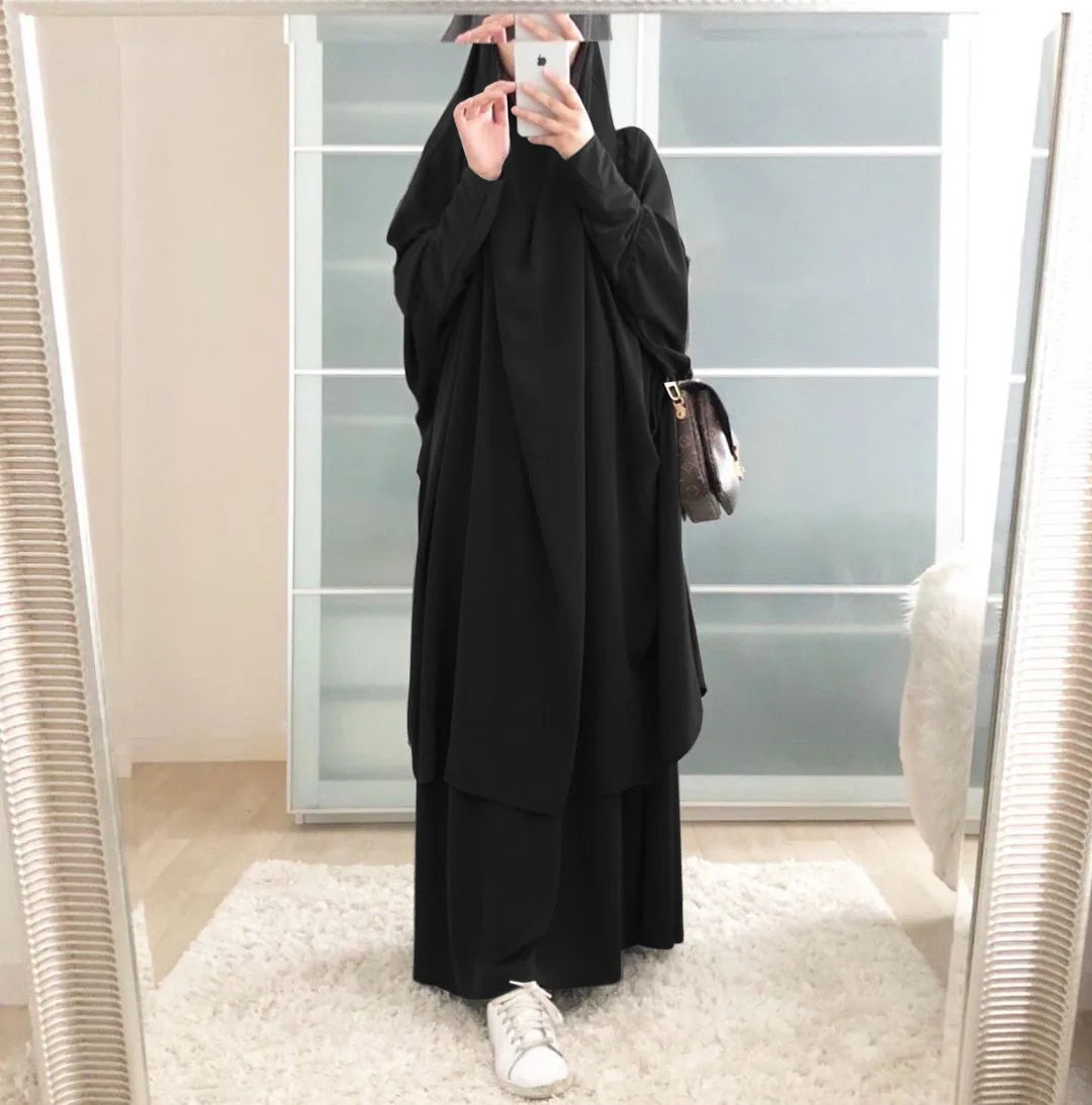 2-Piece Long Khimar Prayer Set