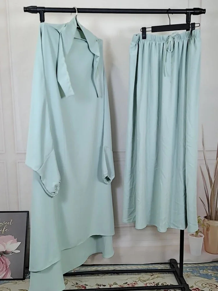 2-Piece Long Khimar Prayer Set
