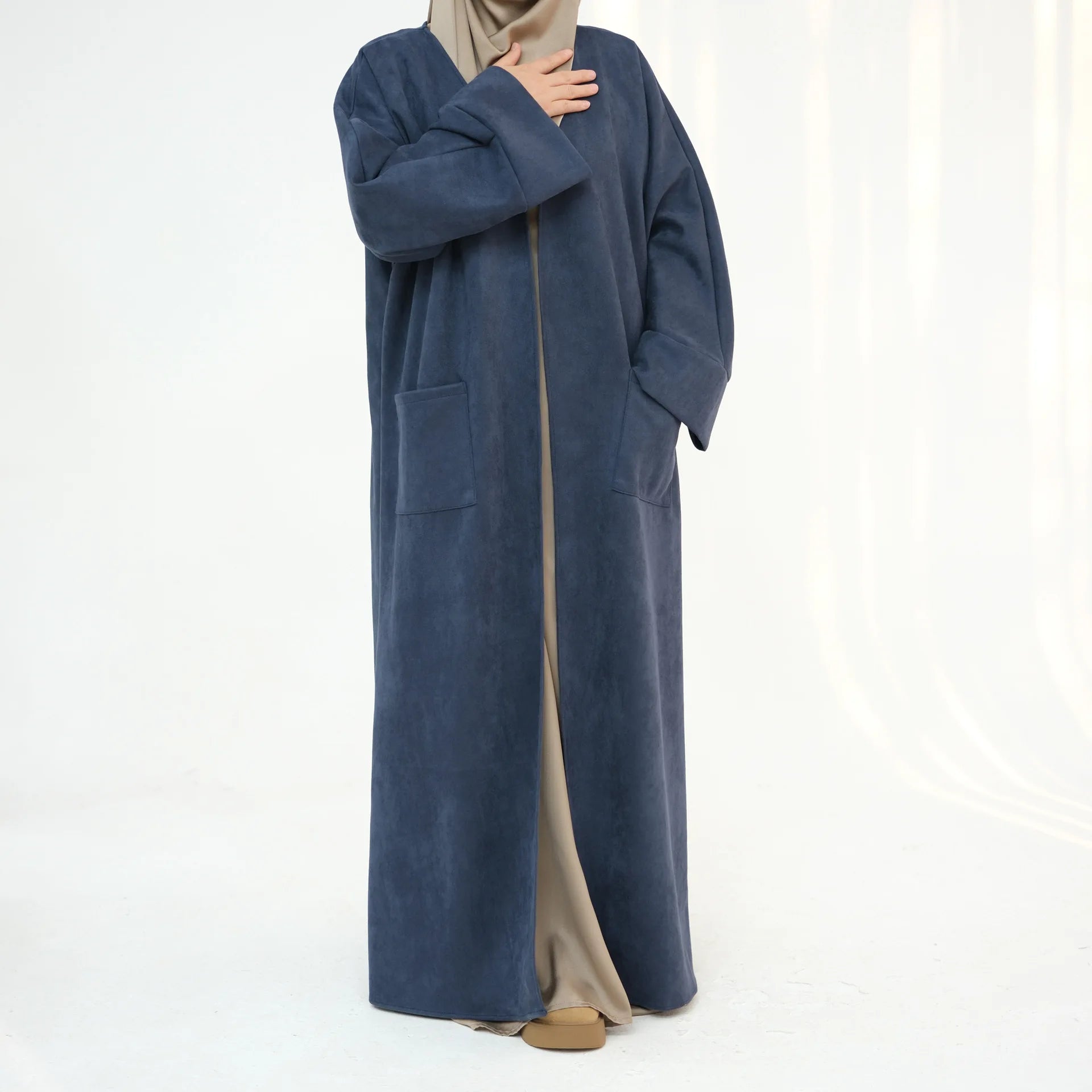 Winter Suede Open Abaya Cardigan