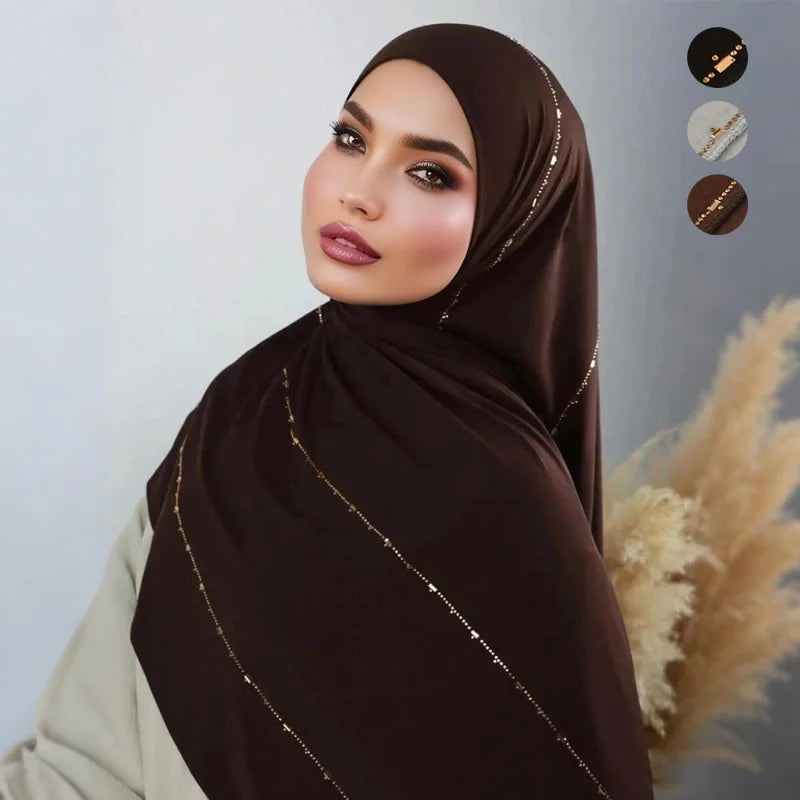 Rhinestone Modal Jersey Hijab Scarf