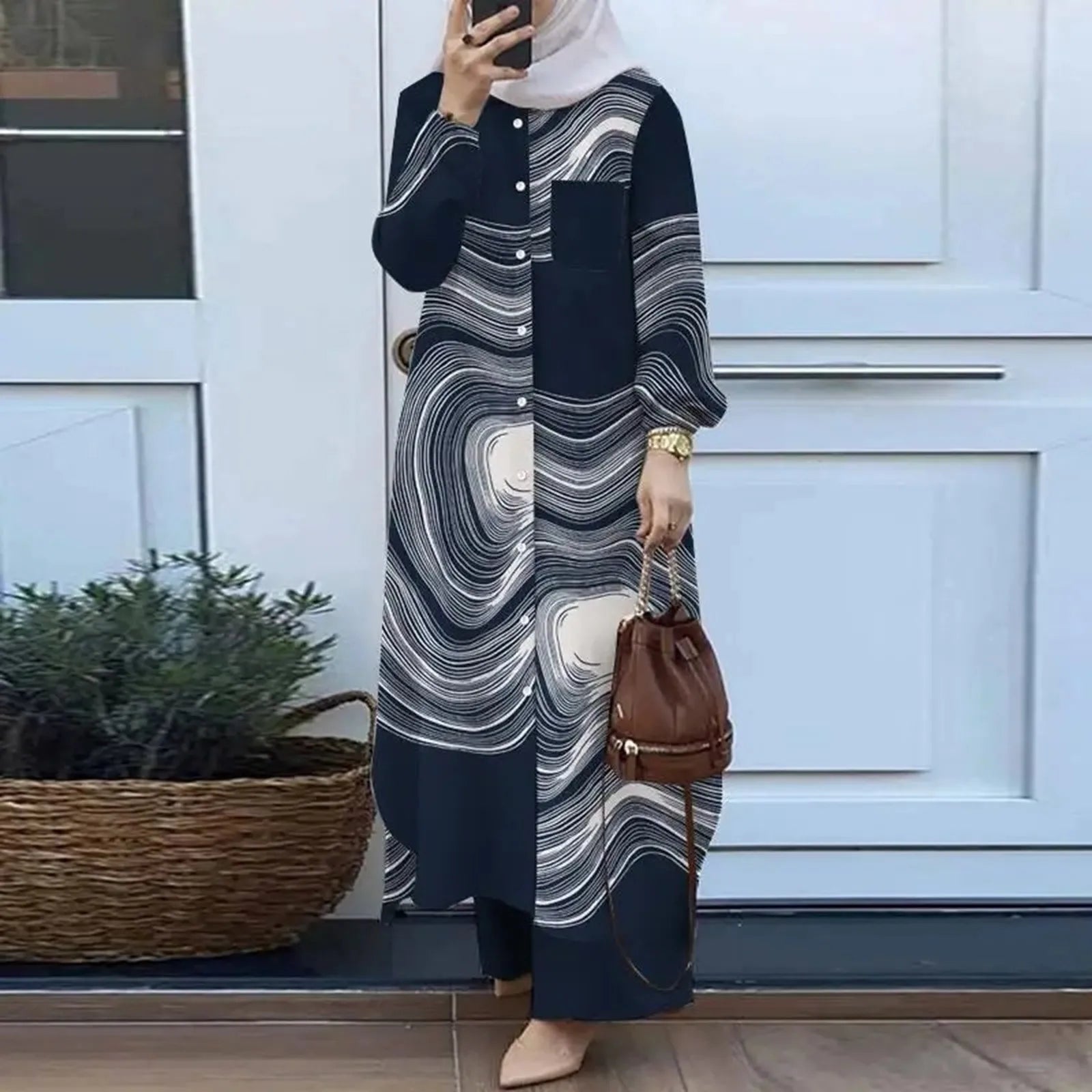 Modest Button-Up Abaya Set