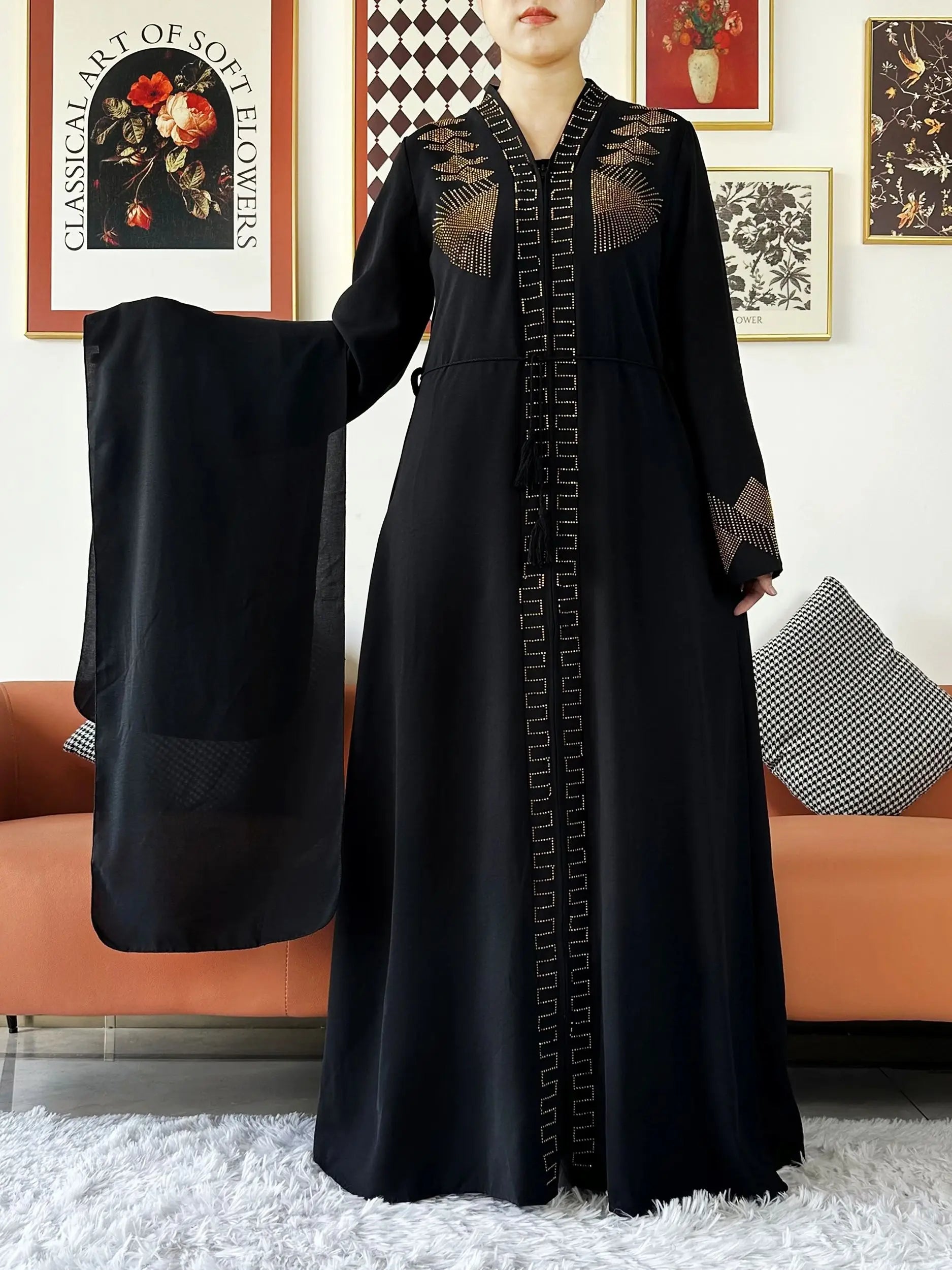Elegant Chiffon Open Abaya