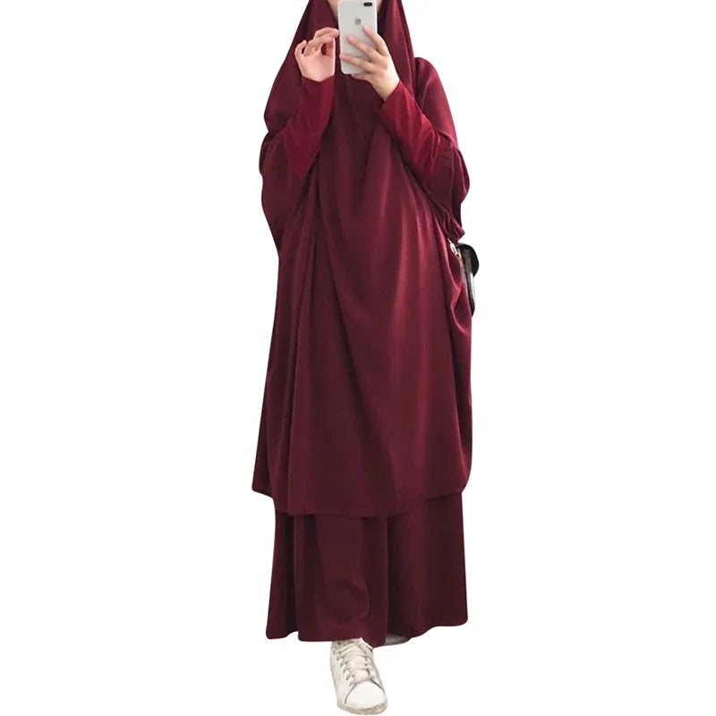 2-Piece Long Khimar Prayer Set