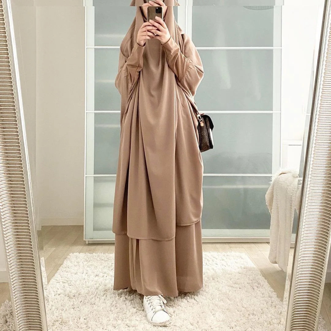 2-Piece Long Khimar Prayer Set